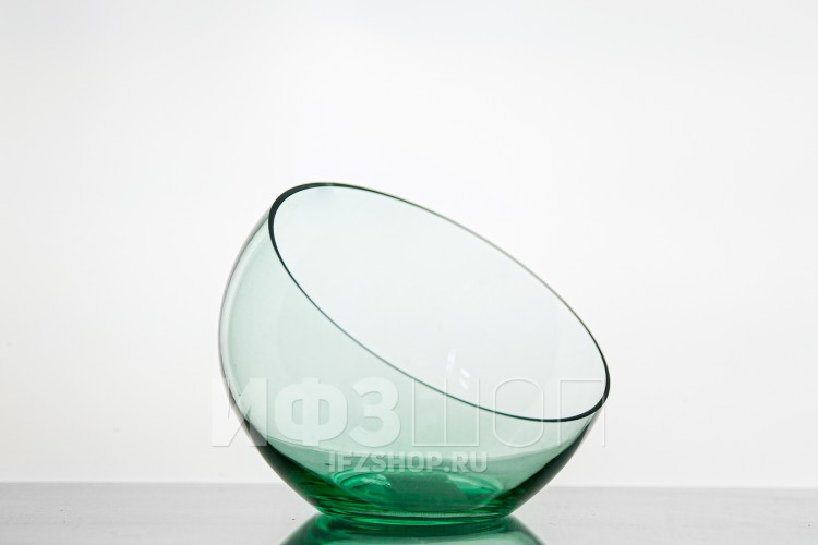 Ваза-шар, высота 15.5 см, диаметр 18 см, форма 5578 (косой срез, зеленая пудра) 