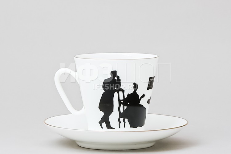 Чашка с блюдцем кофейная ф. Черный кофе рис. Гость в Москве