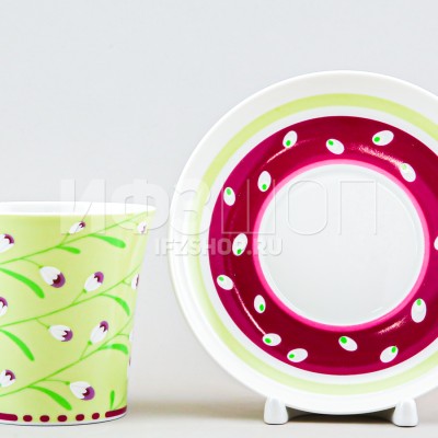 Бокал с блюдцем ф. Ленинградский рис. Весенний бриз