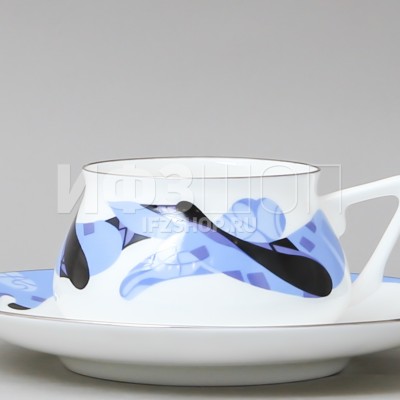 Чашка с блюдцем кофейная ф. Билибина 1 рис. Карамель (синяя)