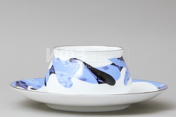 Чашка с блюдцем кофейная ф. Билибина 1 рис. Карамель (синяя)