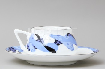 Чашка с блюдцем кофейная ф. Билибина 1 рис. Карамель (синяя)