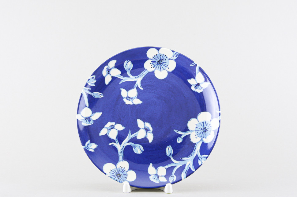 Тарелка плоская 21 см ф. Гладкий край рис. Синие цветы