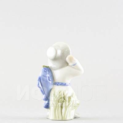 Кот с рыбой (высота 11 см)