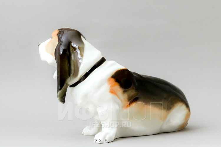 Скульптура Бассет из фарфора, Императорский фарфоровый завод/ЛФЗ в Москве