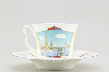 Чашка с блюдцем чайная ф. Юлия рис. Петербургская палитра. Невские берега