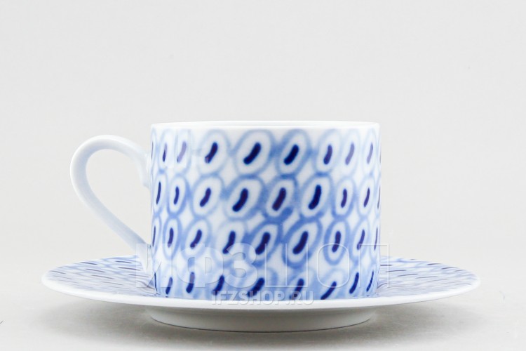 Чашка с блюдцем чайная ф. Соло рис. Реки России. Ангара 