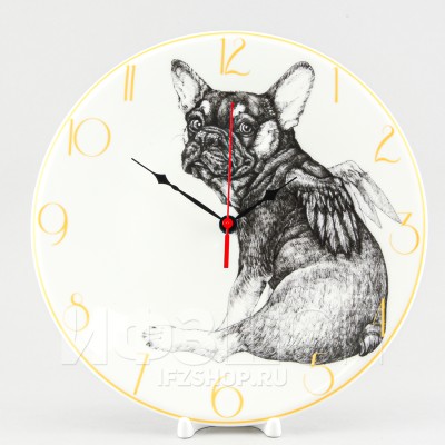 Часы на тарелке рис. Бульдог
