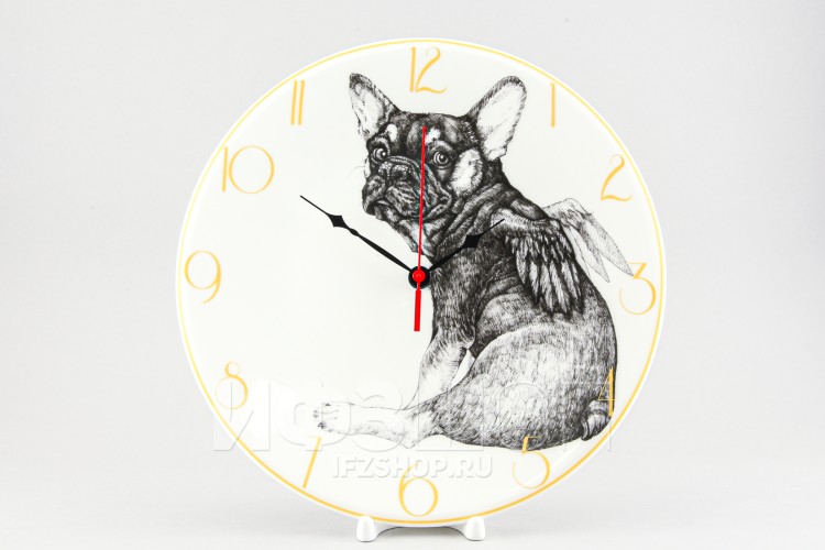 Часы на тарелке рис. Бульдог 