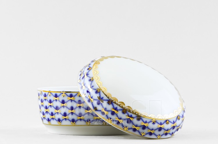 Туалетная коробочка ф. Овальная рис. Кобальтовая сетка в Москве