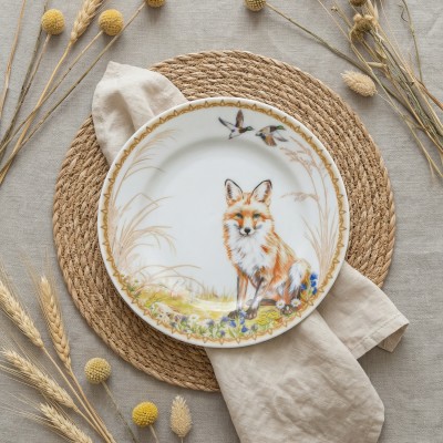 Тарелка плоская 20 см ф. Идиллия рис. Фауна. Лиса
