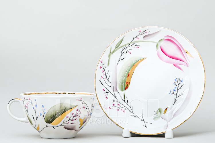 Чашка чайная ф. Тюльпан рис. Розовые тюльпаны (без блюдца) 